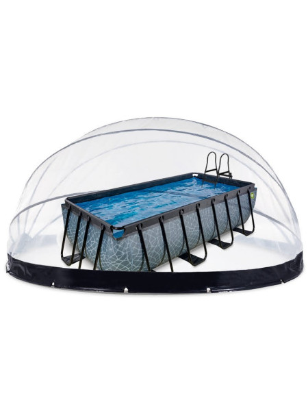 Басейн EXIT із куполом та тепловим насосом 400×200×100 см, "Камінь"